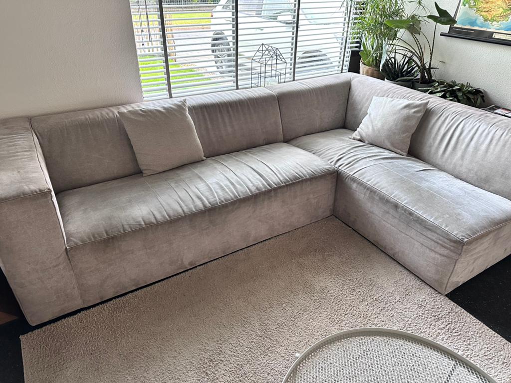€50 VT Wonen Hoekbank Beige/Zandkleur -Gebruikt maar Goed, Ophalen, Gebruikt, Hoekbank, Stof