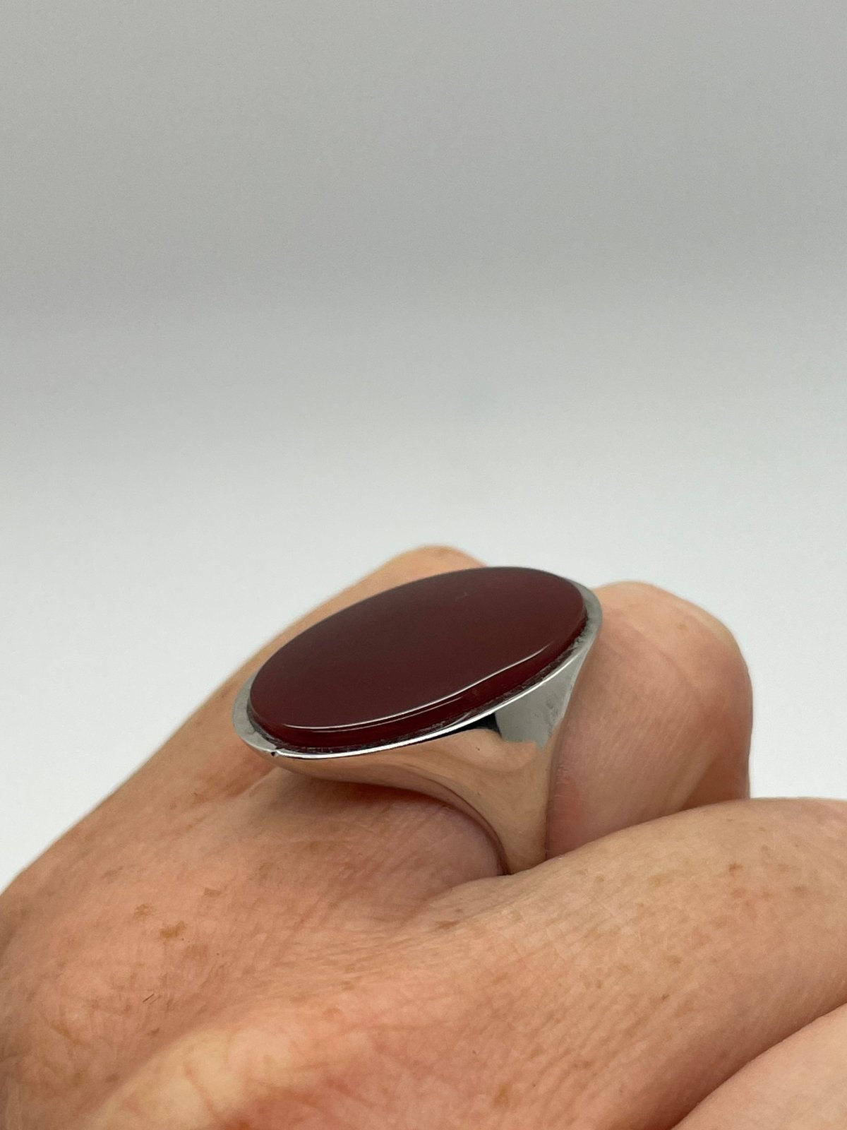 F51 Prachtige zilveren carneool ring (verstelbaar), Sieraden, Tassen en Uiterlijk, Antieke sieraden, Ophalen of Verzenden, Zilver