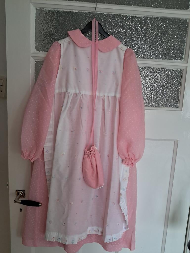 Roze feest of verkleedjurk met schort en tasje, Ophalen of Verzenden