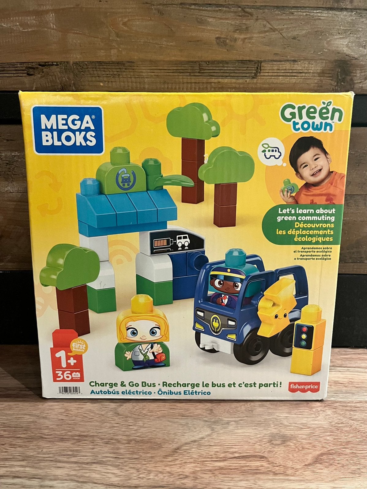MEGA Bloks Green Town Charge & Go Bus - 35 grote bouwstenen, Ophalen of Verzenden, Nieuw, Megabloks