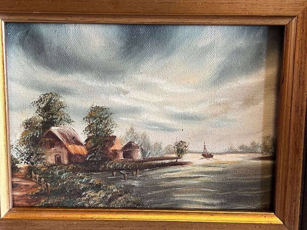 Landschap Schilderij J. Kok 30.5x25.5, Ophalen of Verzenden, Landschap