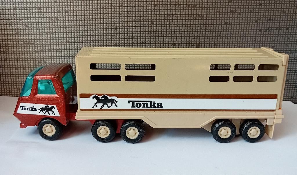 vintage tonka met  paarden trailer, Ophalen of Verzenden, Gebruikt