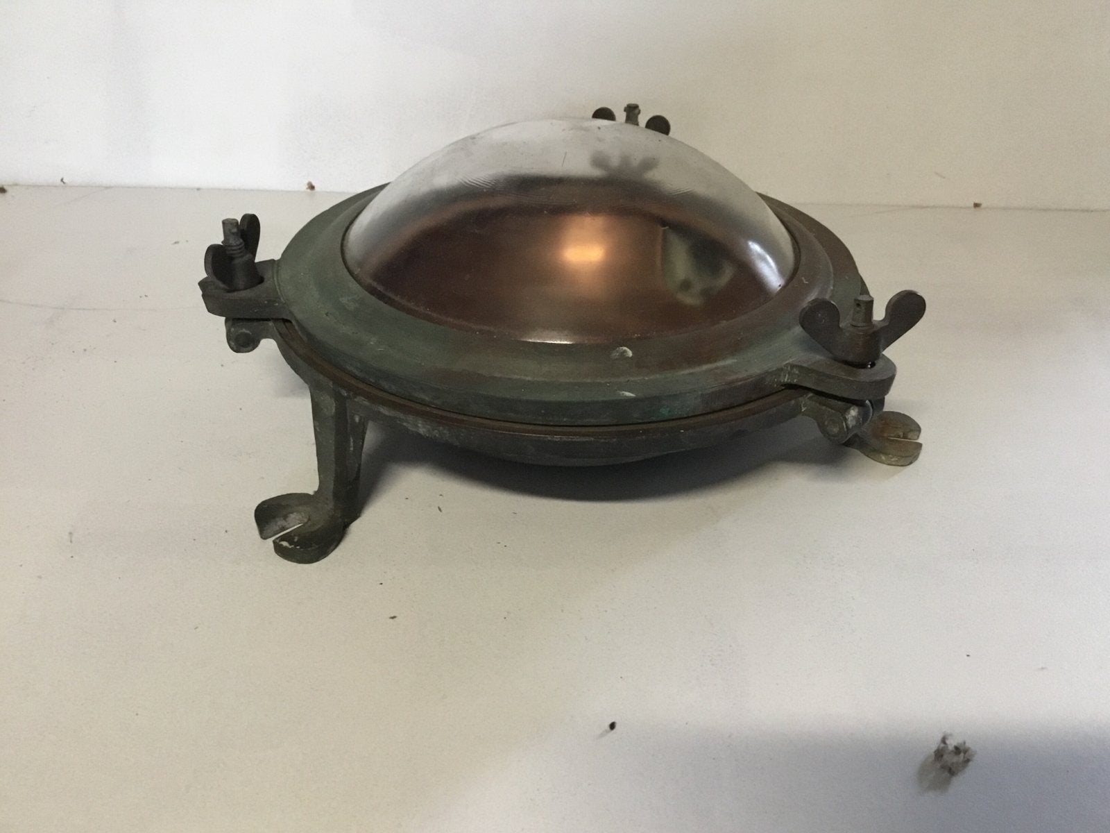 Antieke Koperen Scheepslamp / Patrijspoort Lamp, Ophalen