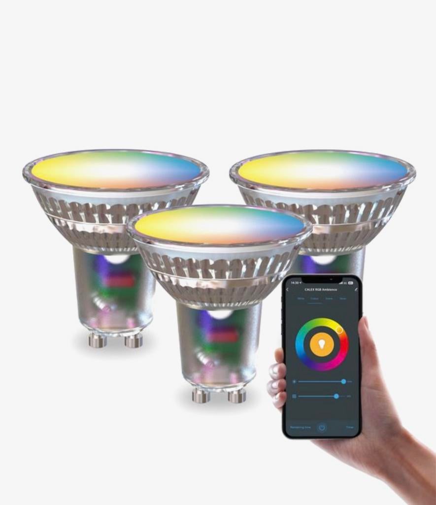 Calex slimme led lamp - 3 stuks - RGB+CCT - wifi verlichting, Ophalen, Led-lamp, Minder dan 30 watt, E27 (groot)
