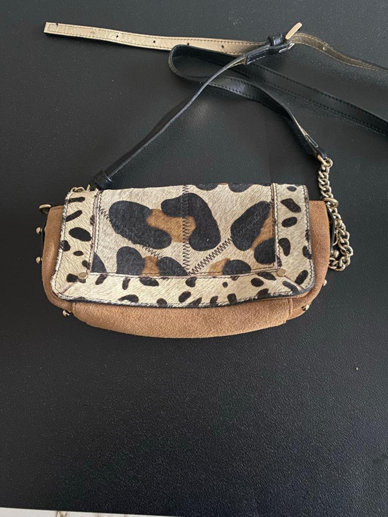 River Island tasje met dierenprint - 20x12 cm, Ophalen of Verzenden, Zo goed als nieuw, Bruin, Schoudertasje