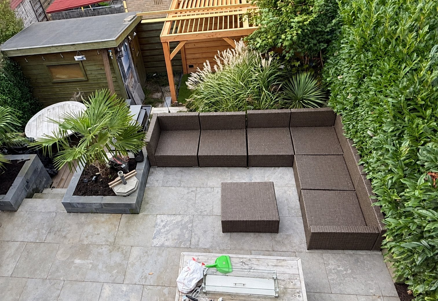 Loungeset met hocker en alle kussens, Ophalen, Gebruikt, Loungeset, Wicker