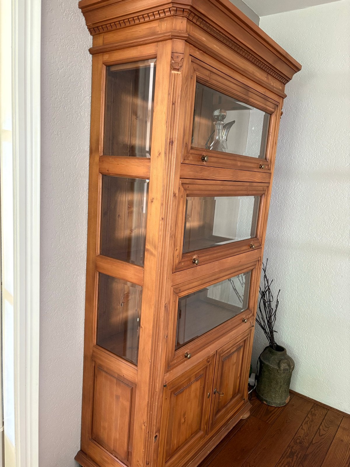 Houten vitrinekast met glazen deuren - 196x93x42 cm, Huis en Inrichting, Ophalen, Gebruikt, 50 tot 100 cm, 150 tot 200 cm