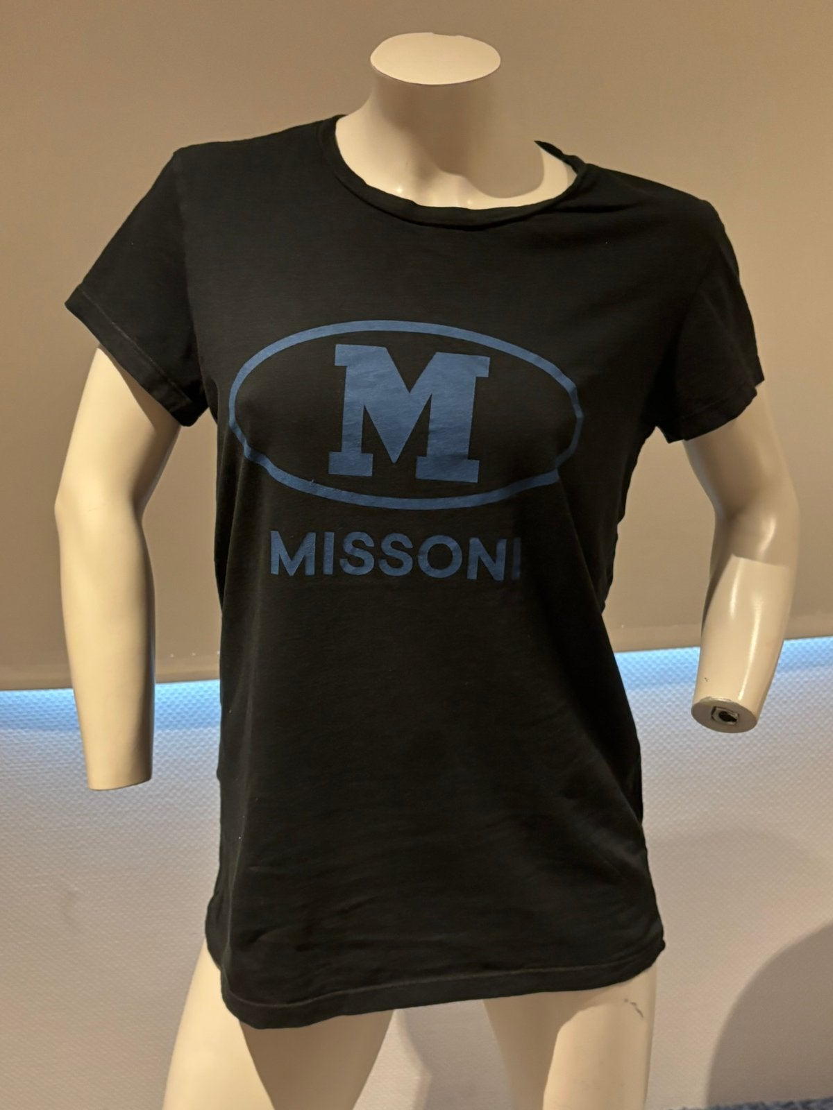 M missoni shirt met logo print maat m, Maat 38/40 (M), Blauw, Ophalen of Verzenden, Zo goed als nieuw