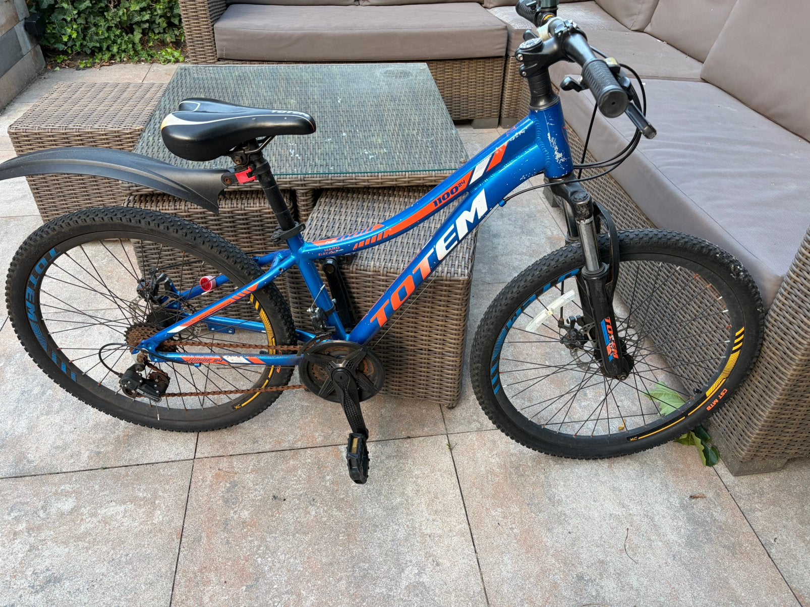 Mountainbike – Blauw / Oranje, Ophalen, Zo goed als nieuw, 24 inch, Versnellingen