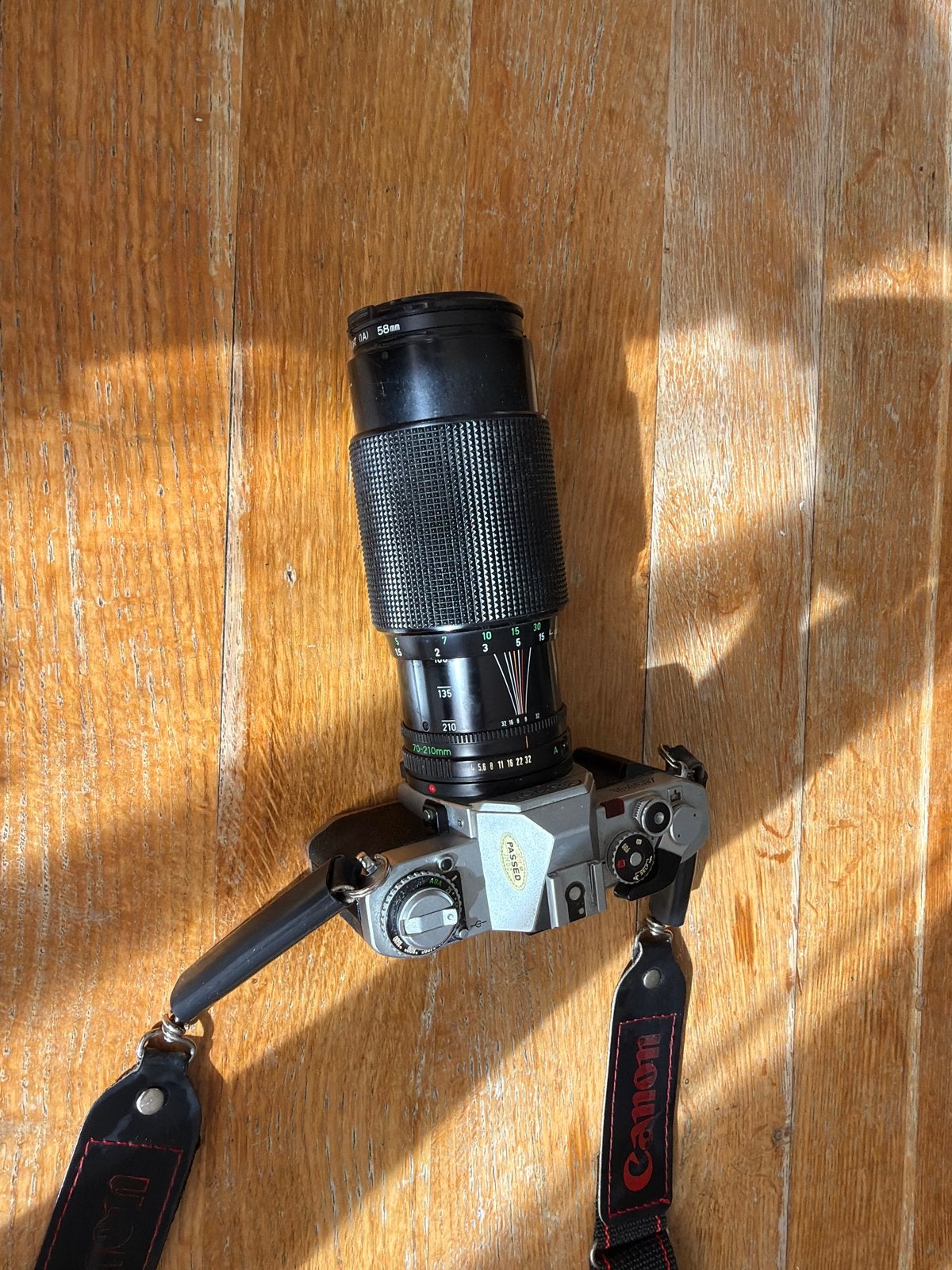 Canon AV-1 Spiegelreflexcamera met 70-210mm lens, Audio, Tv en Foto, Ophalen of Verzenden, Gebruikt, Spiegelreflex, Canon