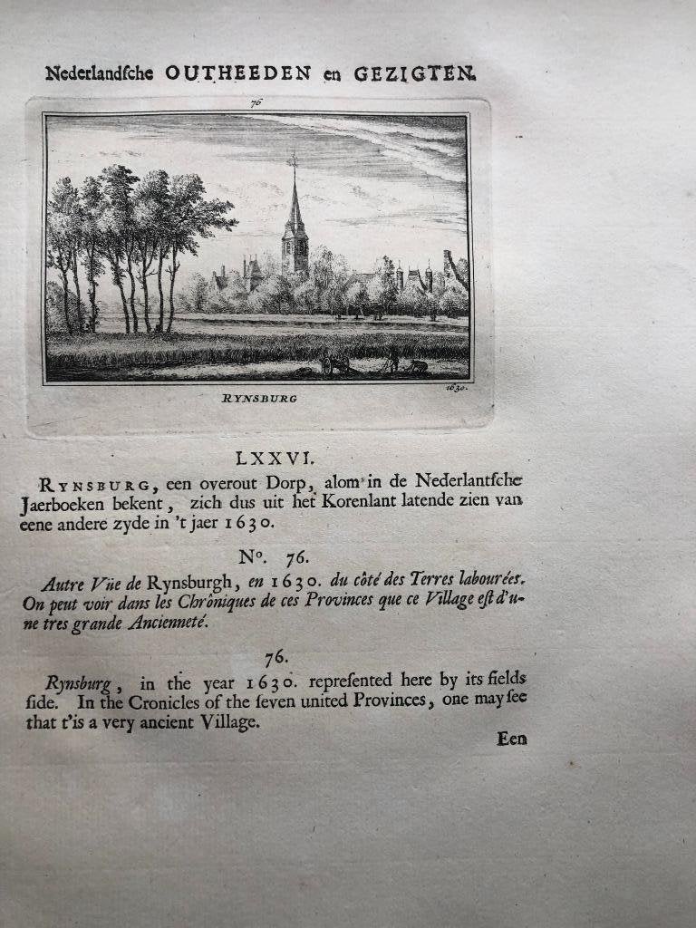 076 / Rijnsburg Kopergravure 1731, Antiek en Kunst, Ophalen of Verzenden