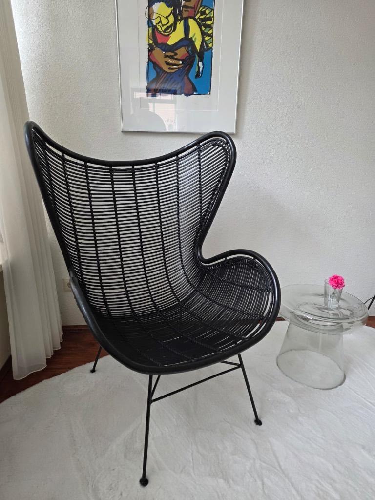 HK living egg chair zwart, Ophalen, Riet of Rotan, Zo goed als nieuw, Eén