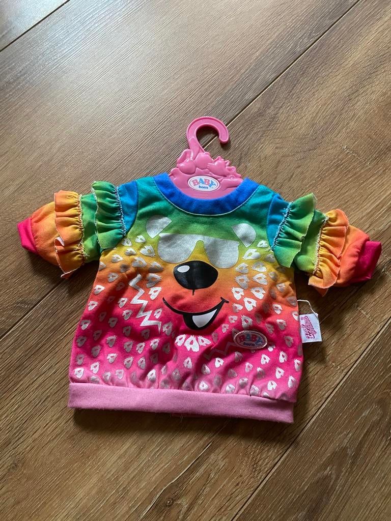 Baby Born shirt regenboog met zonnebril print, Kinderen en Baby's, Ophalen of Verzenden, Zo goed als nieuw, Babypop
