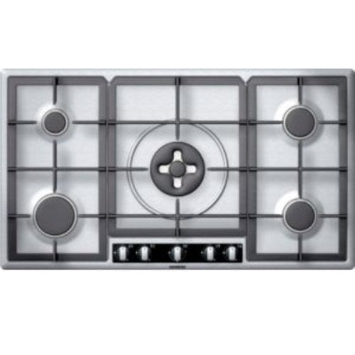 Siemens Gaskookplaat (90 cm, RVS, incl. Wokbrander), Ophalen, 4 kookzones, Zo goed als nieuw, Inbouw
