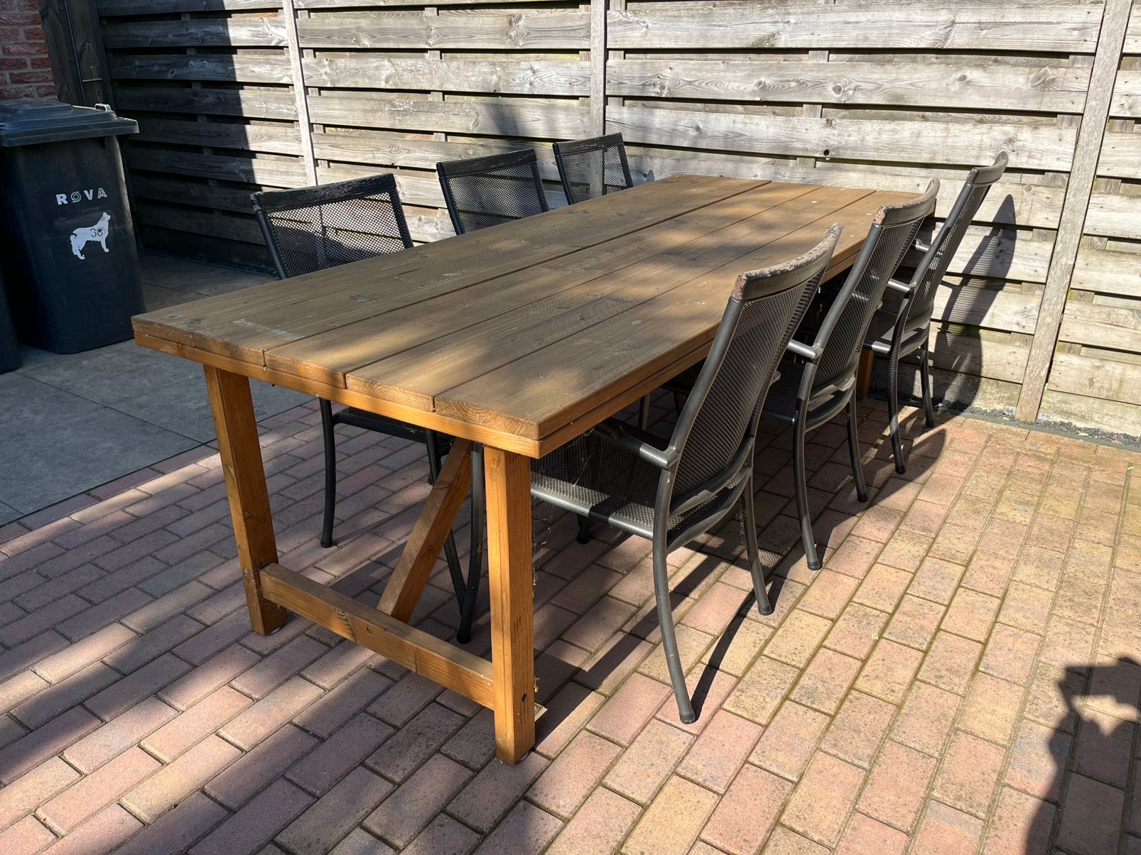Tuintafel hout 240x100cm, Ophalen, Zo goed als nieuw, Rechthoekig, Hout