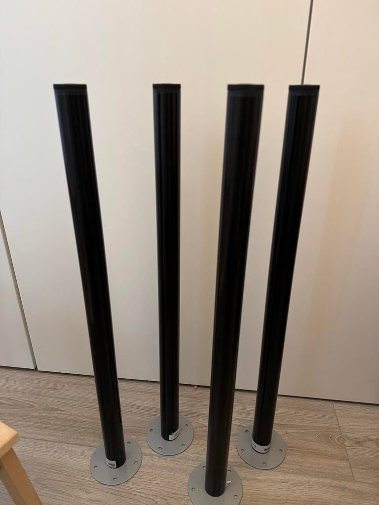 4 zwarte bureau/tafelpoten, Tafelpoot, Minder dan 50 cm, Gebruikt, 50 tot 100 cm