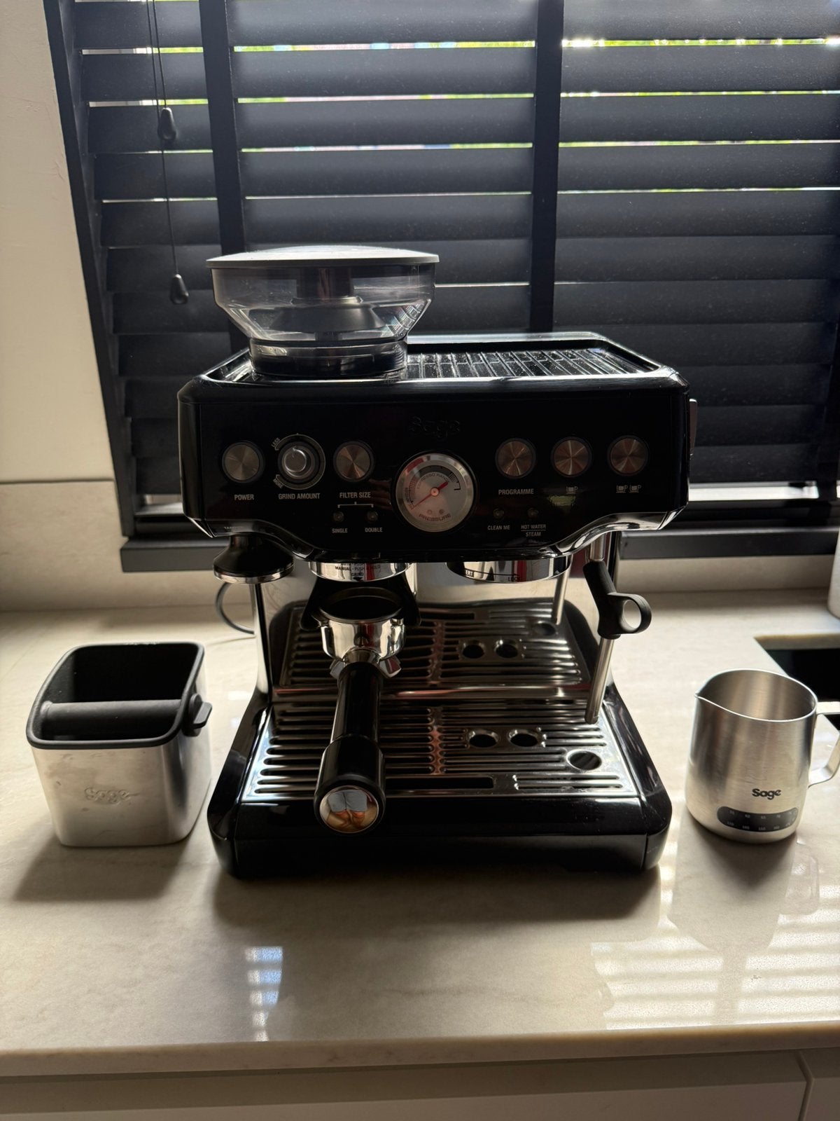 Sage Barista Express espressomachine, Witgoed en Apparatuur, Koffiezetapparaten, Espresso apparaat, Koffiebonen, Zo goed als nieuw