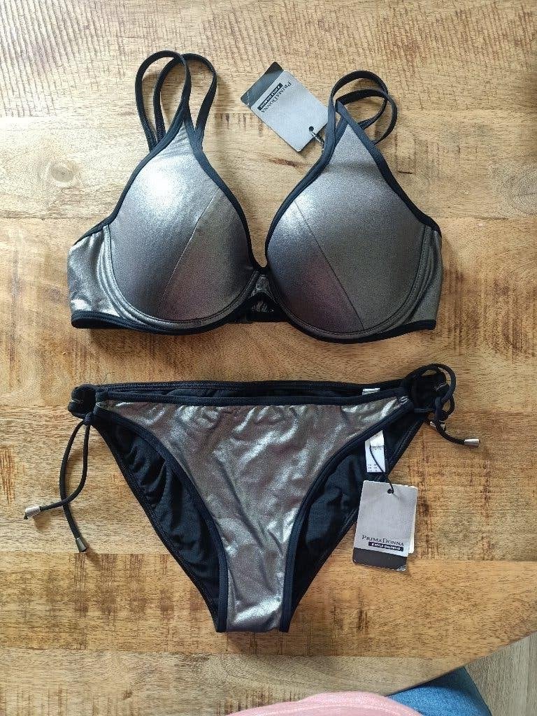 Prima donna bikini 80 D broekje 38 Nieuw zilver zwart 80D, Kleding | Dames, Nieuw, Ophalen of Verzenden, Bikini, Grijs
