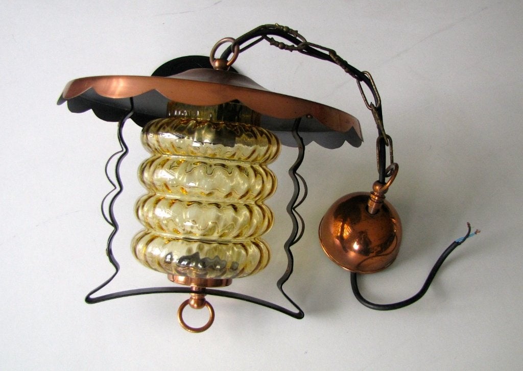 'Lantaarnstijl' hanglamp jaren 60 en 70, Ophalen of Verzenden