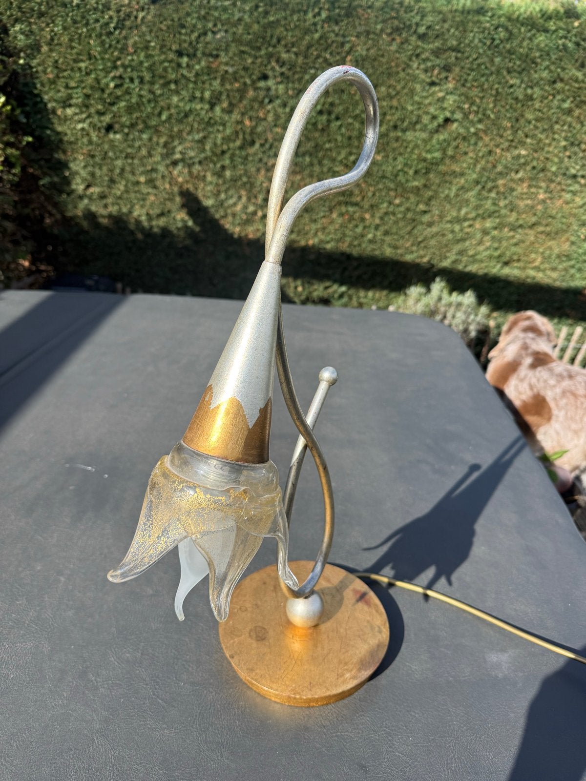 Elegante Tafellamp met Murano Glas en Bladgoud, Ophalen of Verzenden