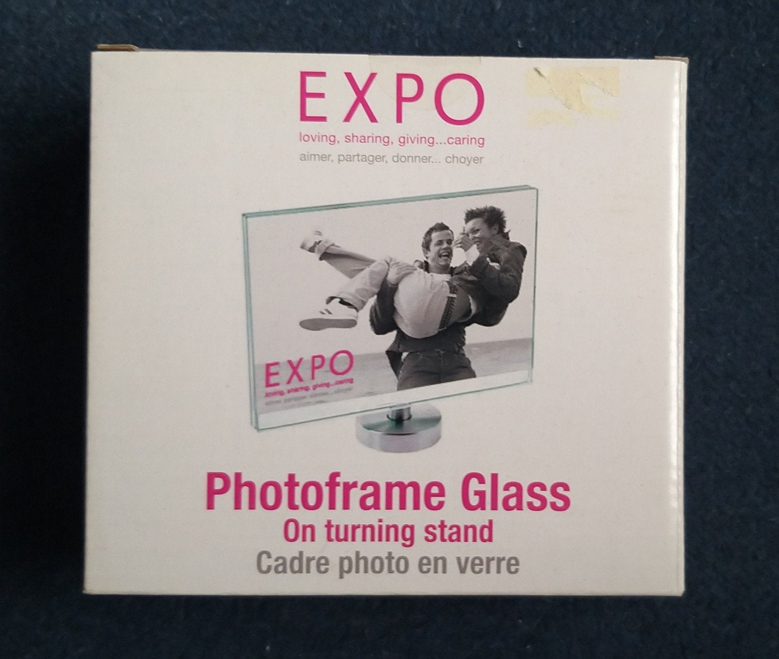 Te koop: glazen fotoframe, draaibaar, 2 foto's 10x15, Ophalen