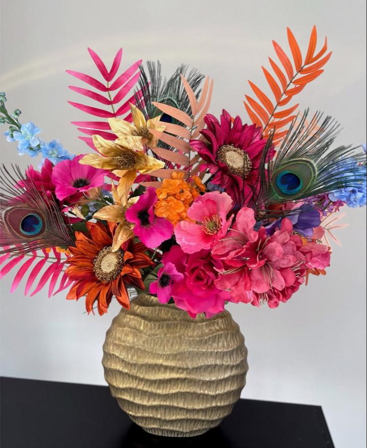 Prachtig Bloemstuk met Jada Vaas - Kleurrijk en Levendig, Huis en Inrichting, Woonaccessoires | Kunstplanten en Kunstbloemen, Zo goed als nieuw