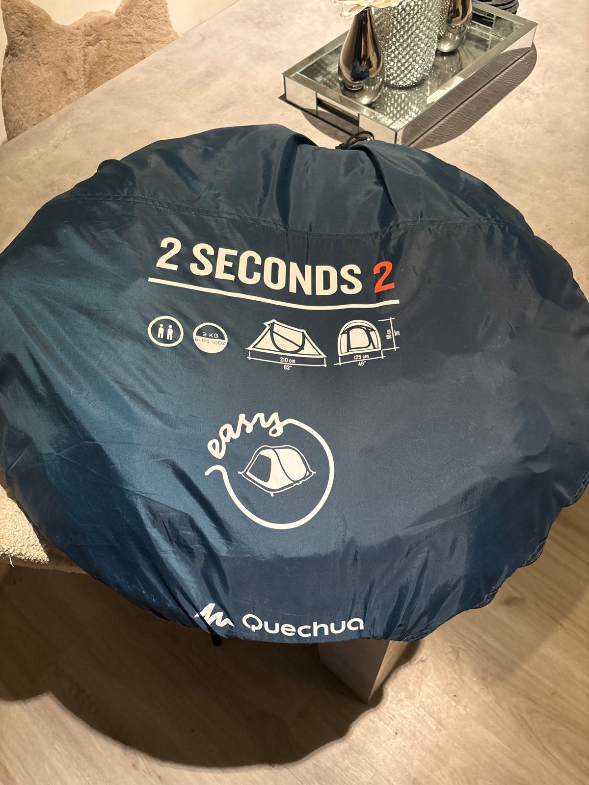 Quechua 2 Seconds Easy 2-persoons tent, Ophalen of Verzenden, Zo goed als nieuw, Tot en met 2