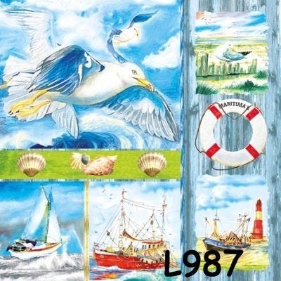 Servetten decoupage/bullet journal * maritiem L987, Verzenden, Nieuw