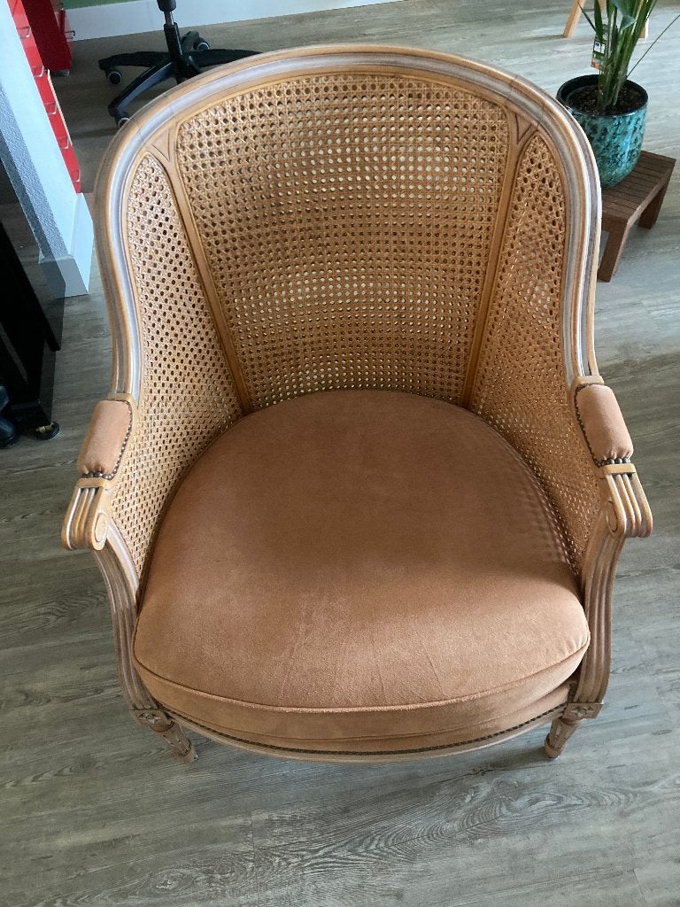 Vintage rotan fauteuil met houten frame, Ophalen, Gebruikt, Overige kleuren, Vintage, Klassiek, Bohemian