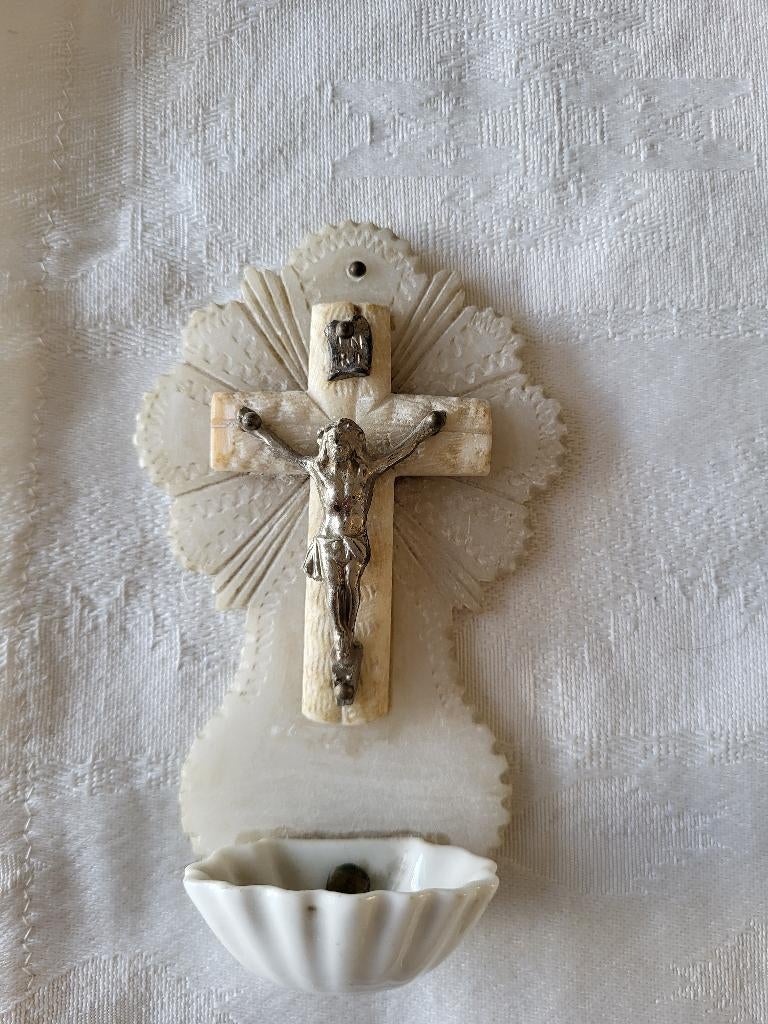 Marmeren vintage wijwater bakje, Ophalen of Verzenden
