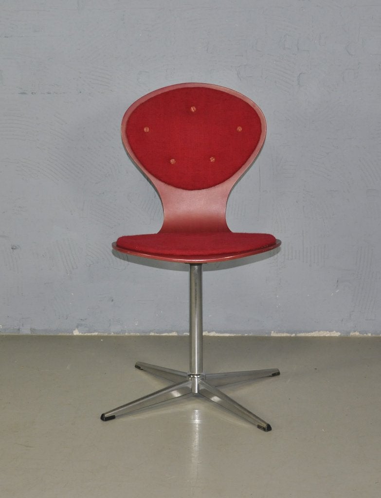 Vintage Elmar Flototto stoel, Ophalen, Stof, Eén, Rood