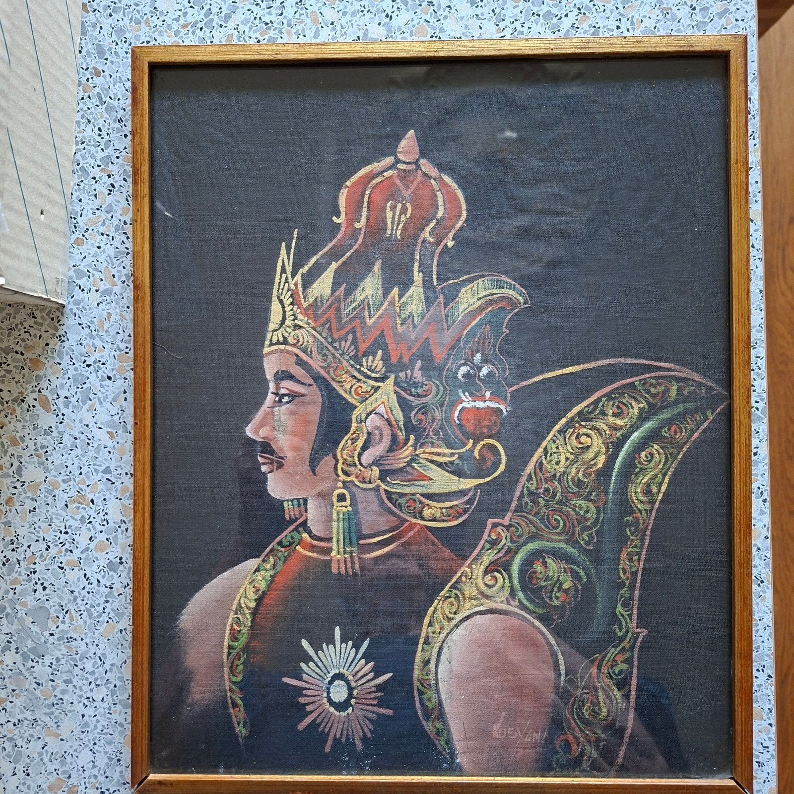 kunst Indonesië Java/Bali schilderij jaren 60/80, Antiek en Kunst, Ophalen of Verzenden