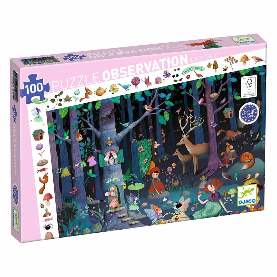 5 dec!  Djeco Puzzel Observatie & Poster - 100 stukjes, Ophalen of Verzenden, Meer dan 50 stukjes, Zo goed als nieuw, 6 jaar of ouder