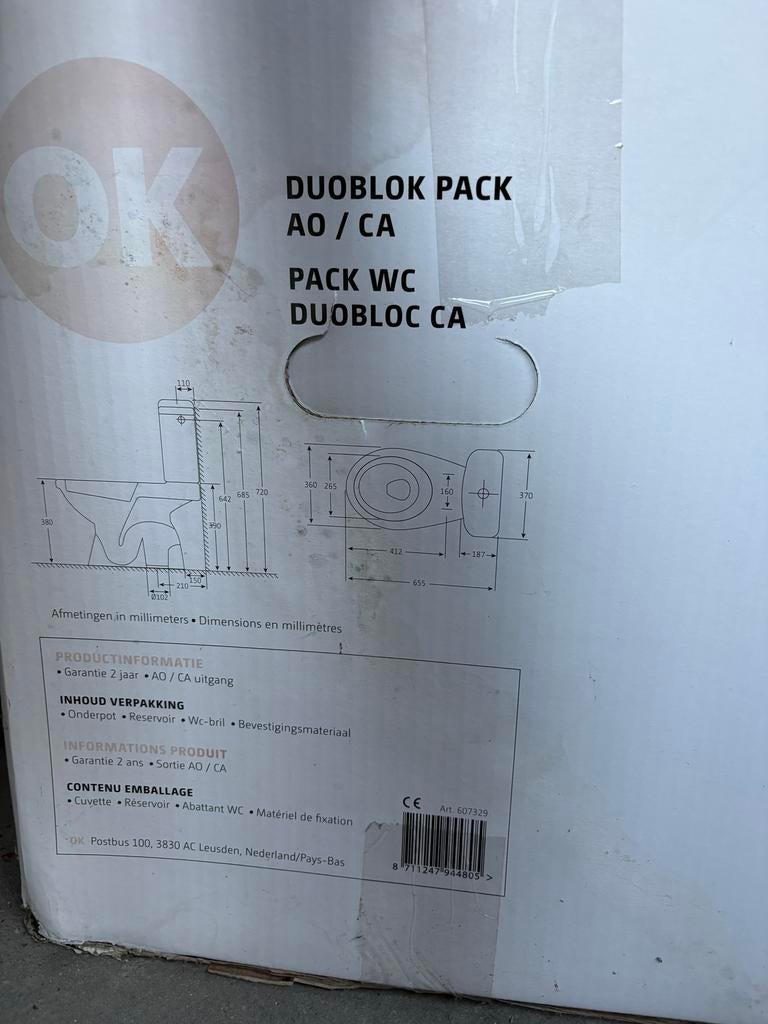OK Duoblok WC-pot met reservoir - Nieuw in doos, Ophalen, Nieuw, Toilet