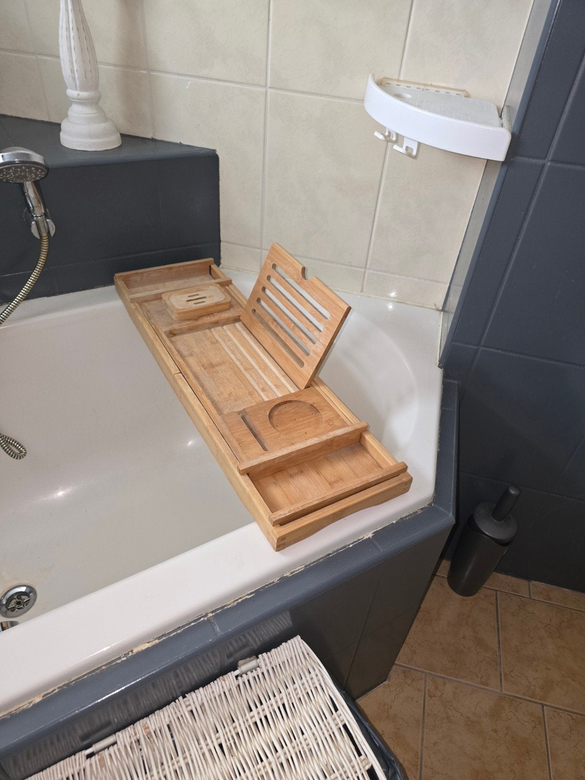 Bamboe Badplank - Luxe Badkuip Rek voor Ontspanning, Ophalen, Gebruikt, Bruin, Badkamerrek