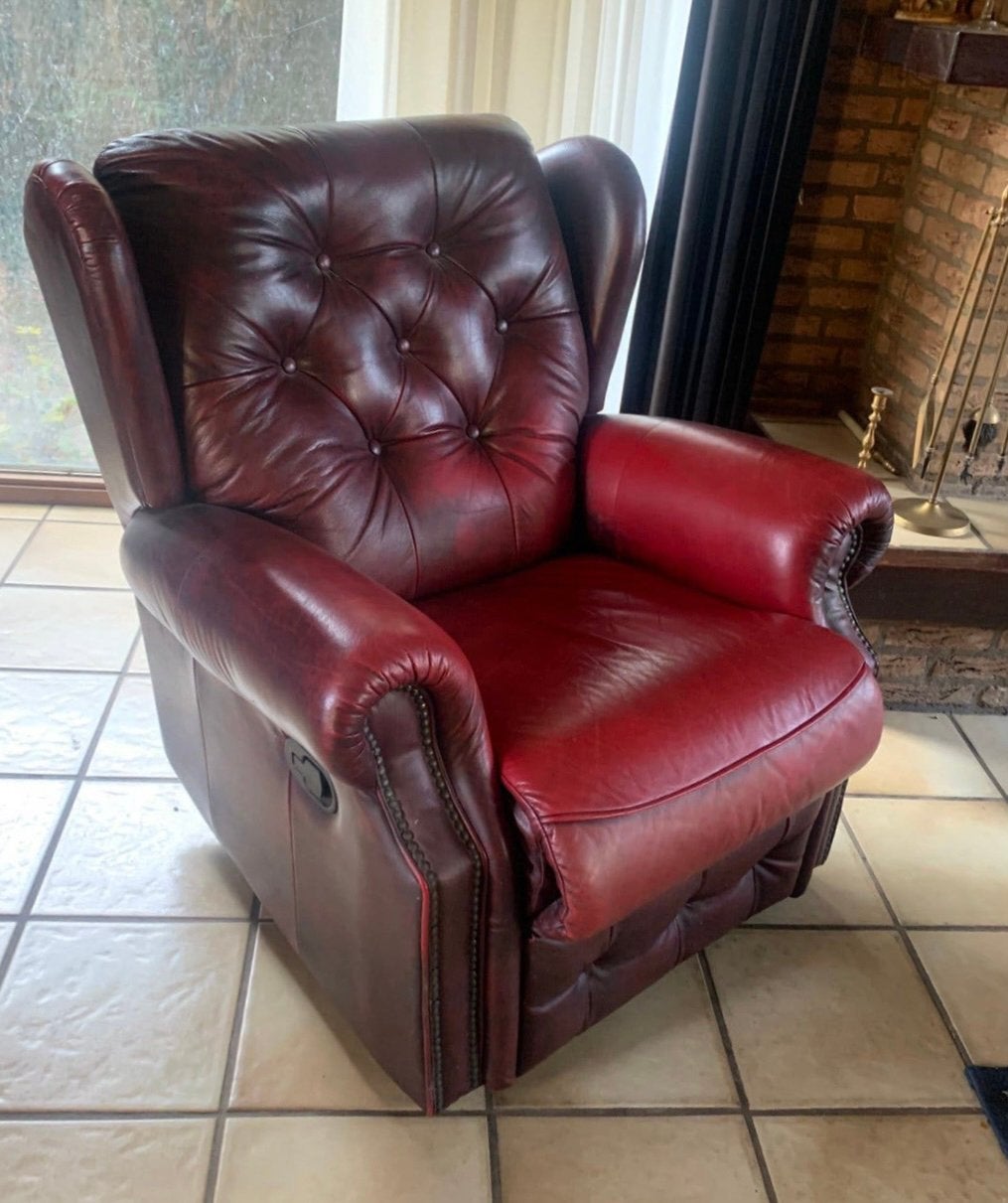 Fauteuil oxblood rood Rochester Chesterfield relax fauteuil., Ophalen of Verzenden