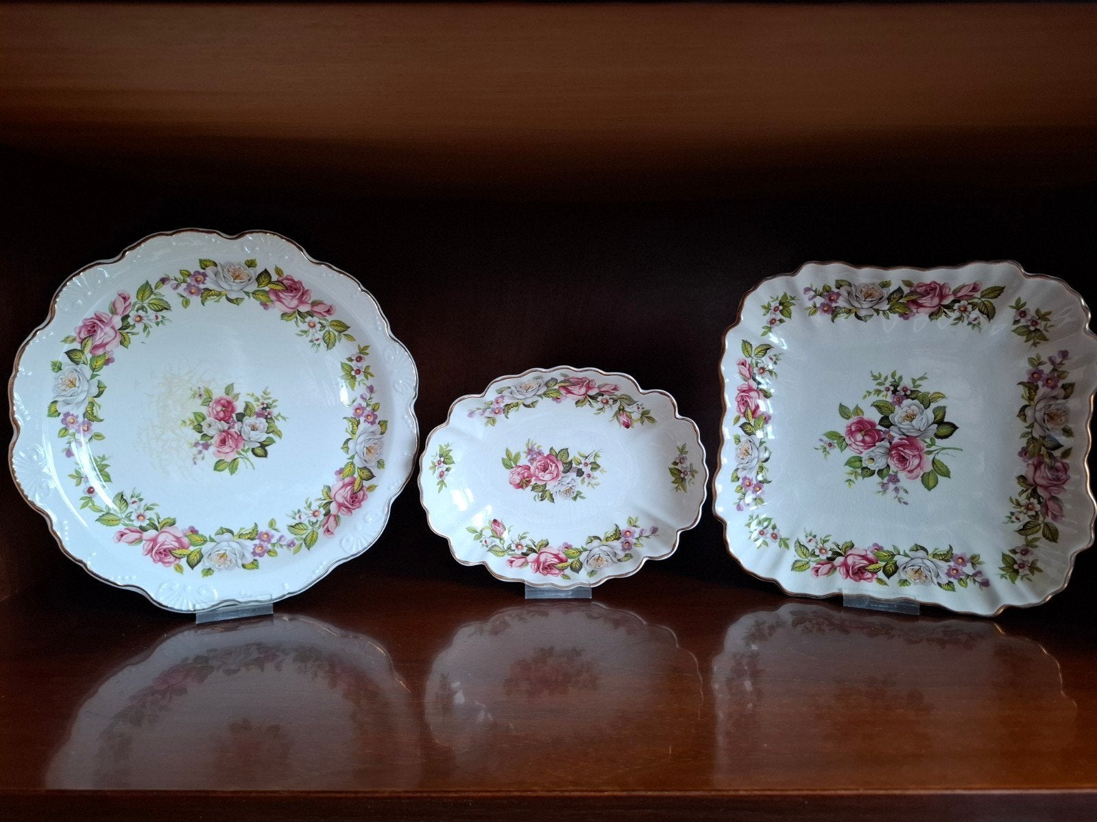 Set van 3 Old Foley Harmony Rose schalen, Antiek en Kunst, Antiek | Servies los, Ophalen of Verzenden