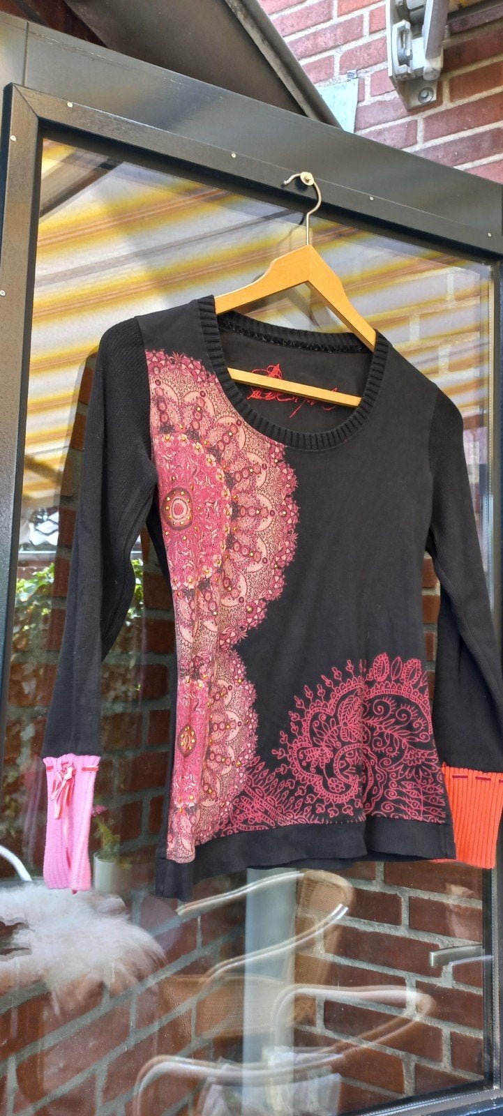 Desigual top katoen met prachtige mandala's maat M, Maat 38/40 (M), Meerkleurig, Ophalen of Verzenden, Zo goed als nieuw