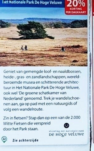 Het Nationale Park De Hoge Veluwe 20% korting *, Drie personen of meer, Kortingsbon