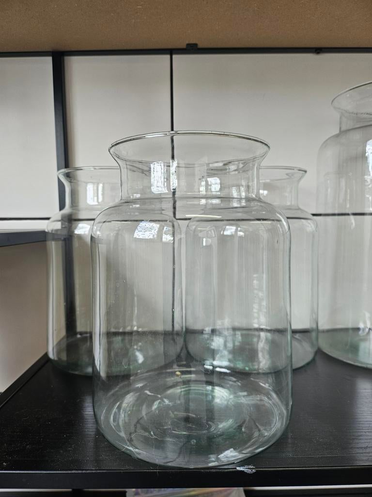 Grote glazen vazen/potten 5stuks, Ophalen, Overige kleuren, Glas, Minder dan 50 cm