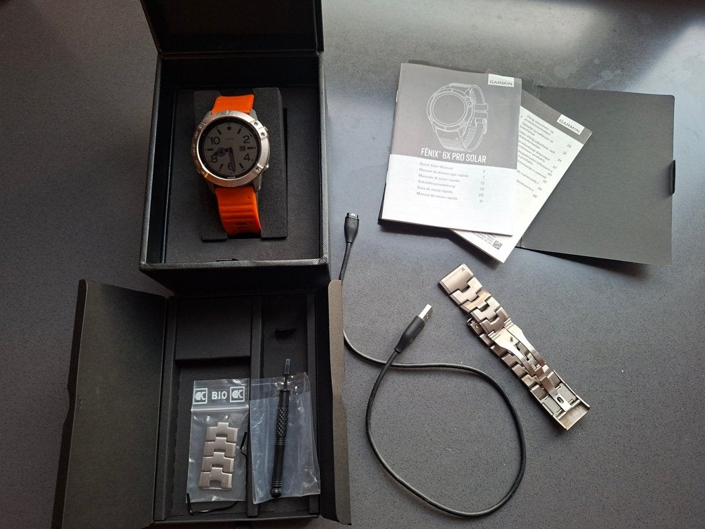 Garmin Fenix 6X Pro Solar Titanium 51mm, Zwart, Garmin, Ophalen of Verzenden, Zo goed als nieuw
