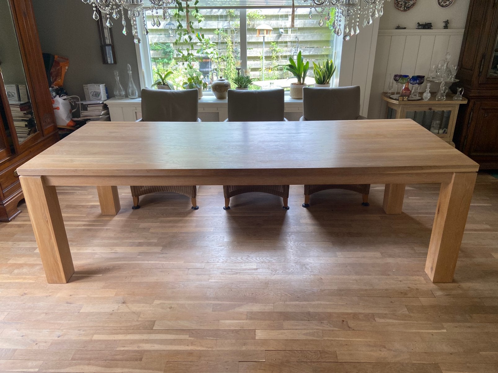 Licht eiken tafel, Strak, Gebruikt, 100 tot 150 cm, Eikenhout