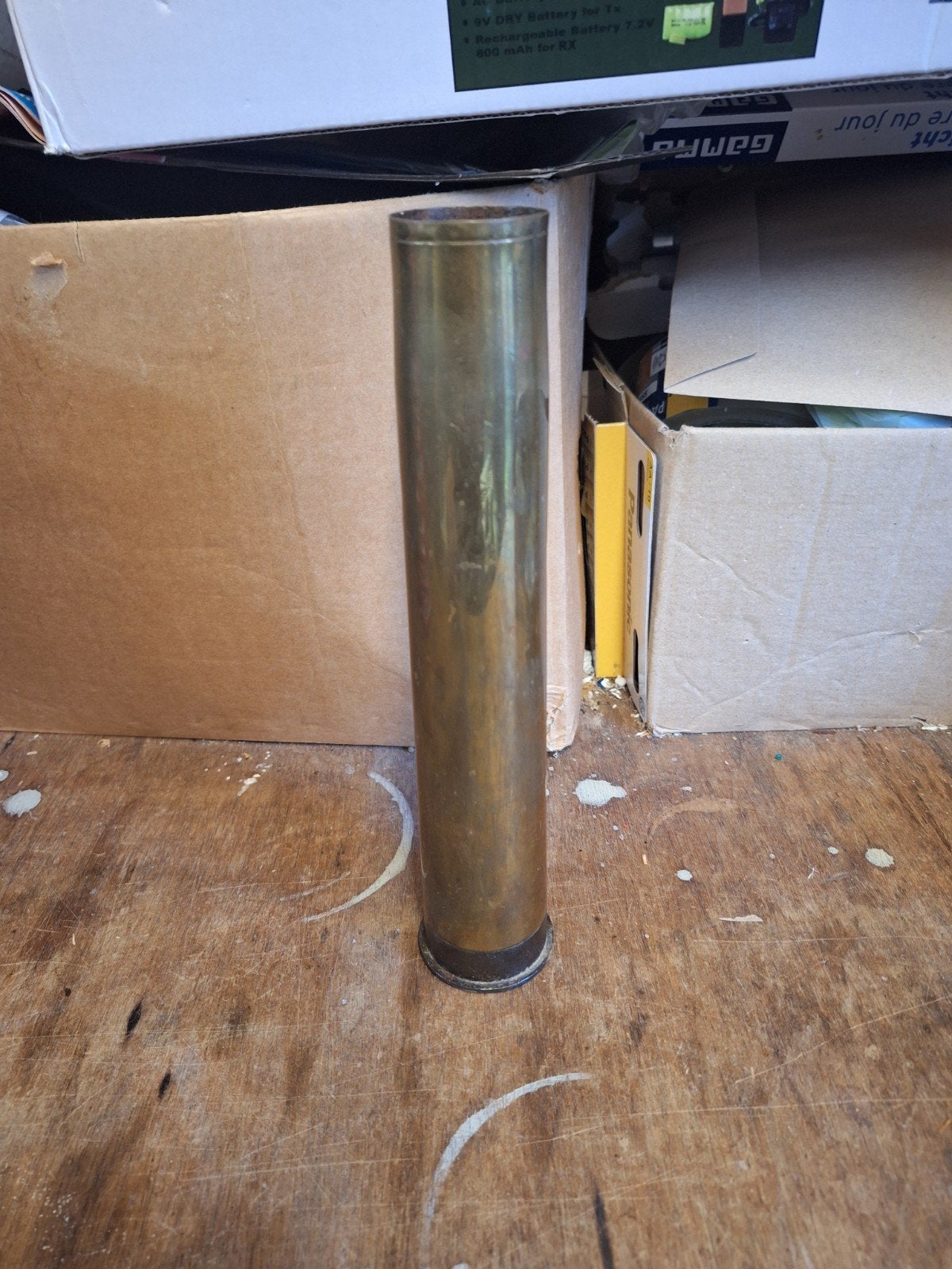 Oude lege Duitse WO2 messing/ metalen 37mm anti tank huls, Verzamelen, Ophalen of Verzenden