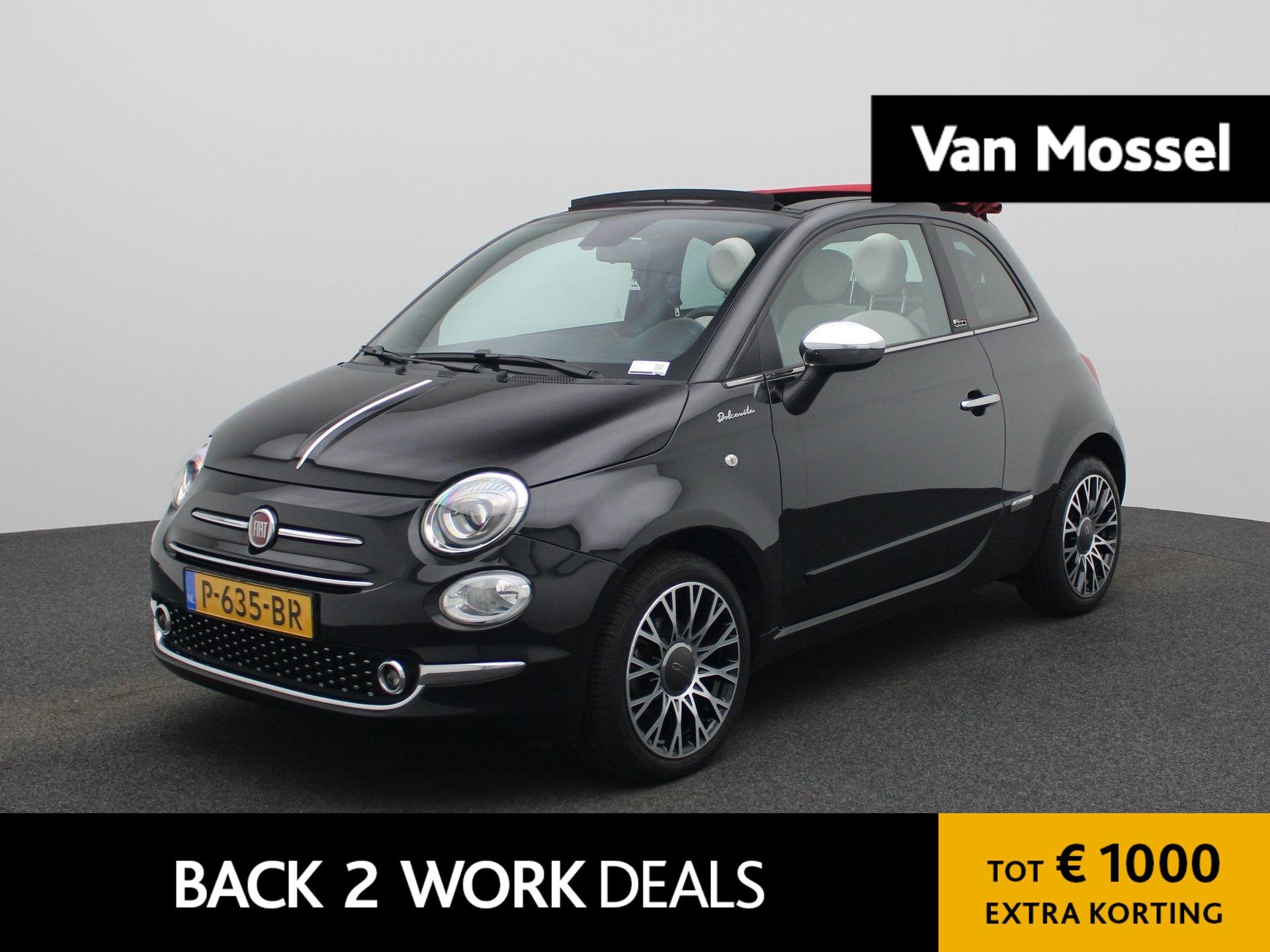 Fiat 500 C 1.0 Hybrid Dolcevita | Cruise Control | Digitaal, 12 maanden, Stof, Euro 6, Zwart