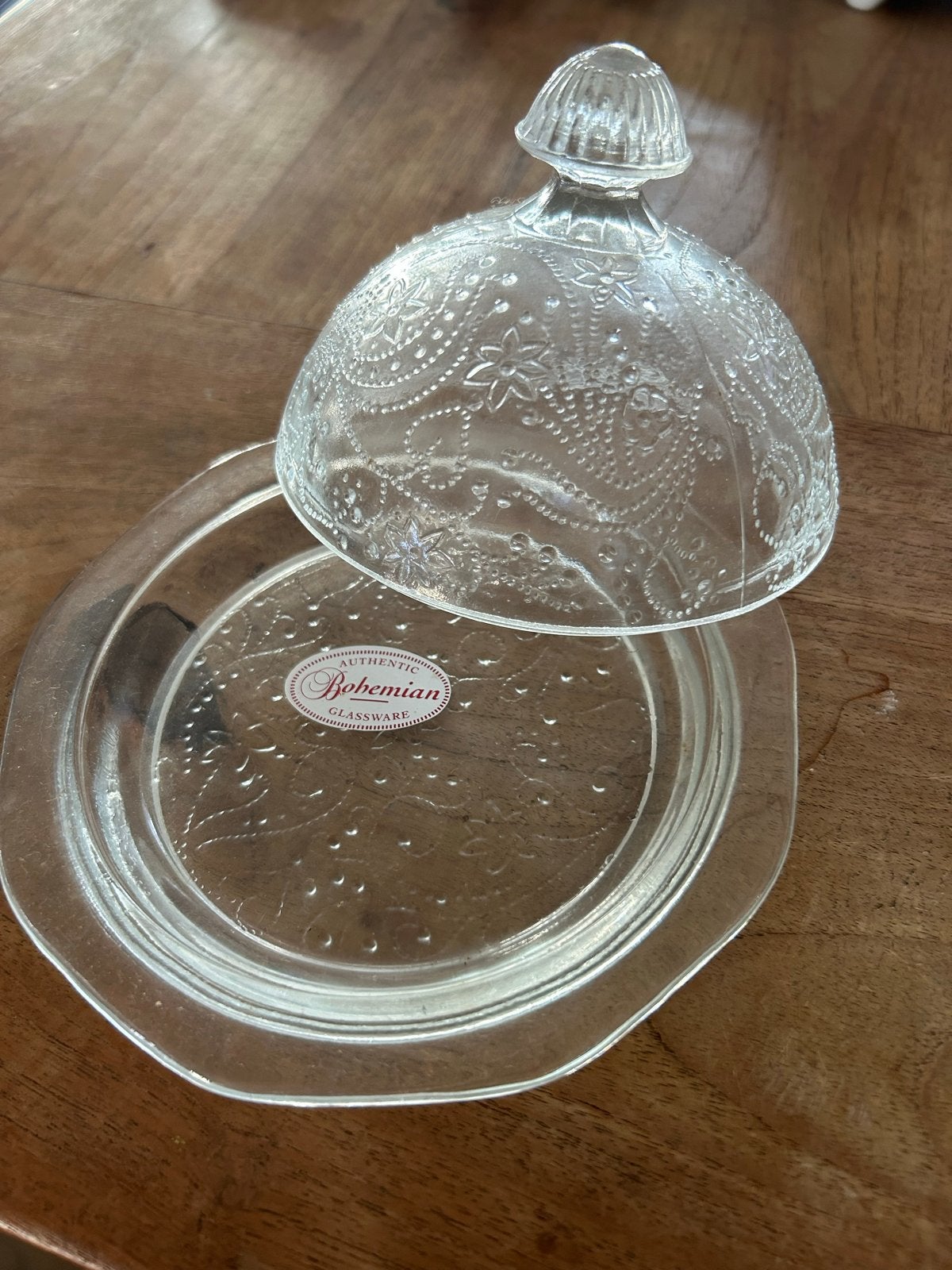 Authentic Bohemian Glazen Schaaltje met Stolp, Ophalen of Verzenden