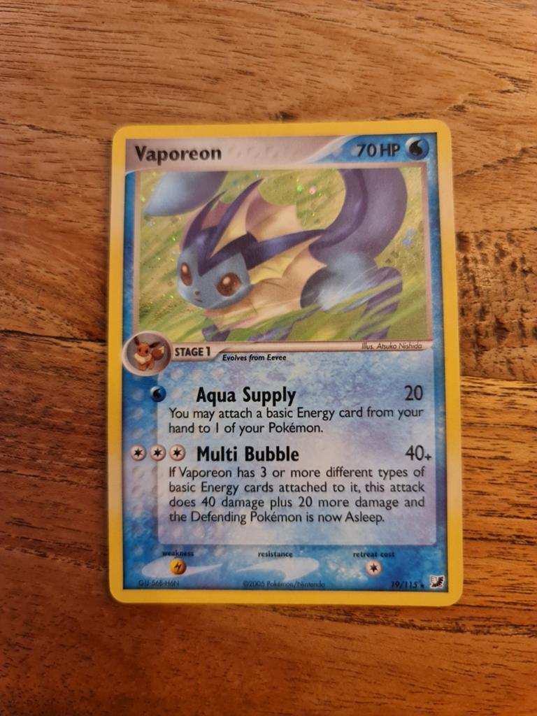 Vaporeon pokemon kaart tekoop, Ophalen of Verzenden, Losse kaart