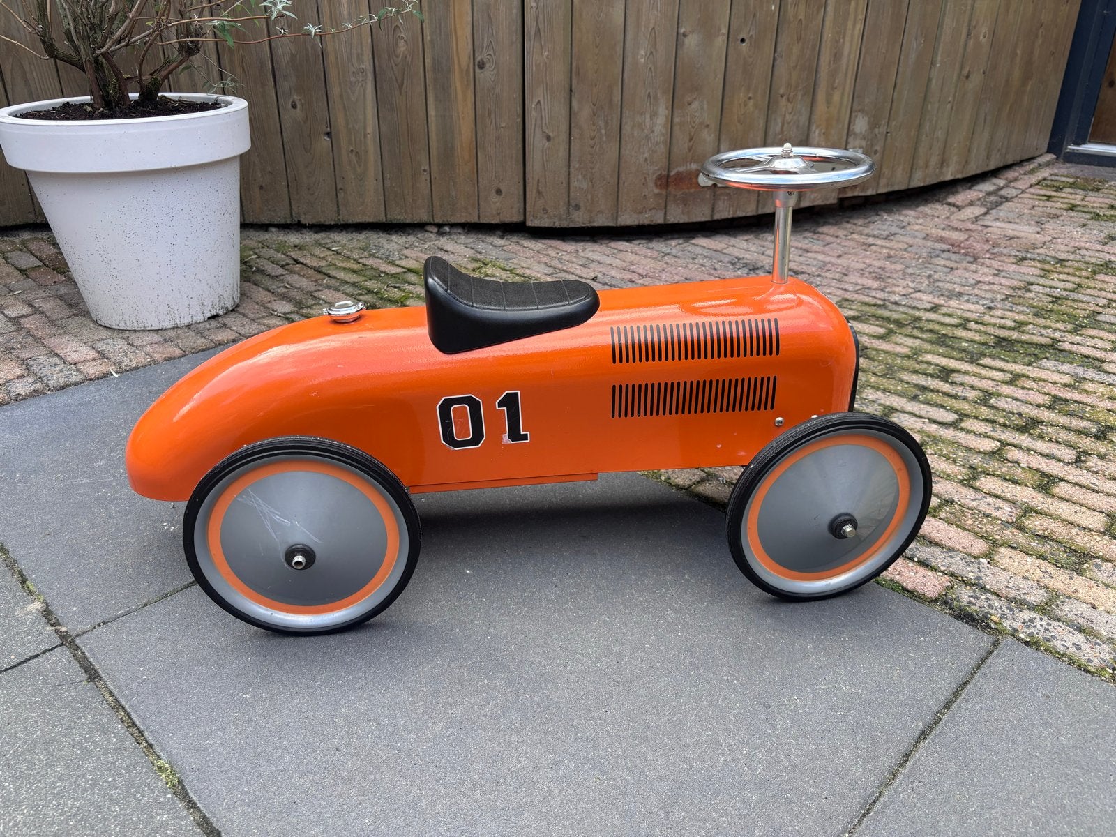 Retro Roller loopauto aluminium oranje, Ophalen, Loopvoertuig