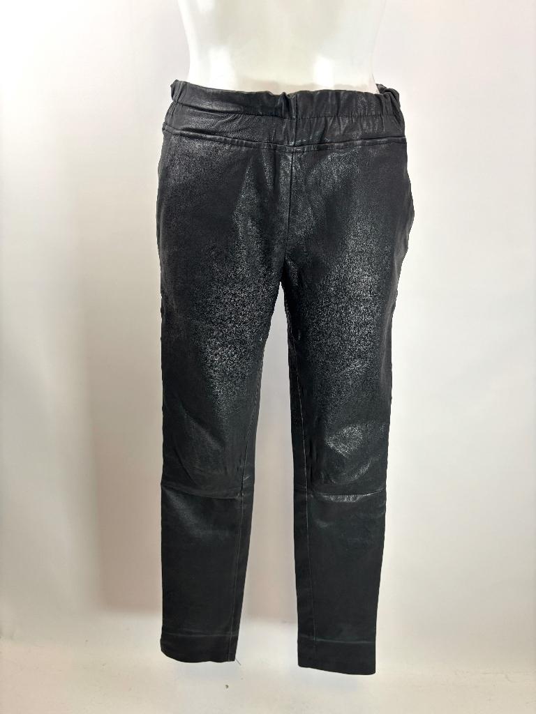 EST'SEVEN Zwart stretch leer broek  Maat XS/S - 34/36, Kleding | Dames, Broeken en Pantalons, Zwart, Est'Seven, Ophalen of Verzenden