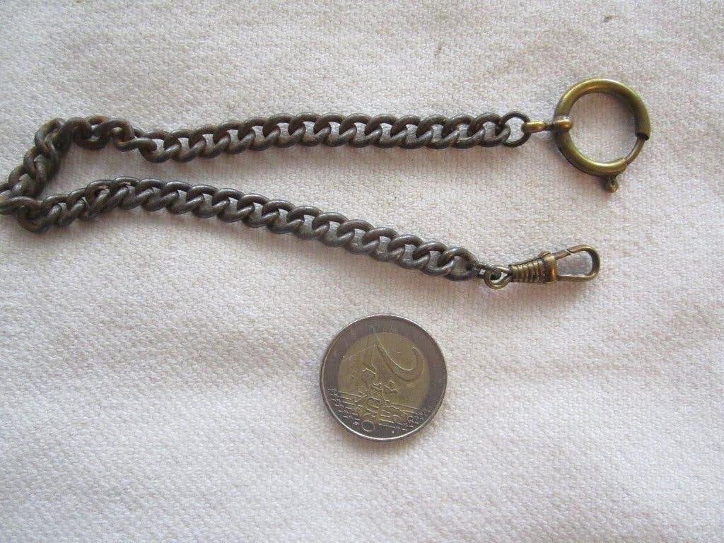 17.  Oude horlogeketting, ijzer,  25 cm, Ophalen, Overige materialen, Overige typen