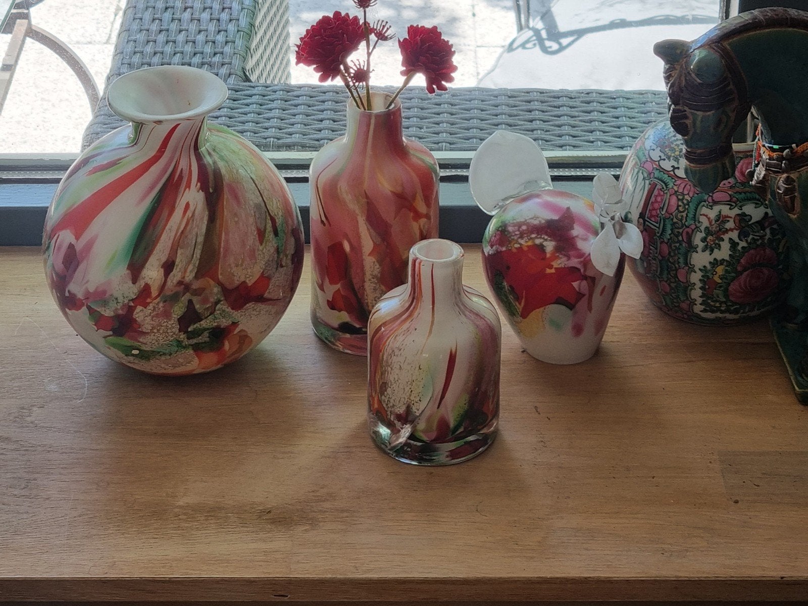 Setje vaasjes, Huis en Inrichting, Woonaccessoires | Vazen, Ophalen, Overige kleuren, Glas, Minder dan 50 cm